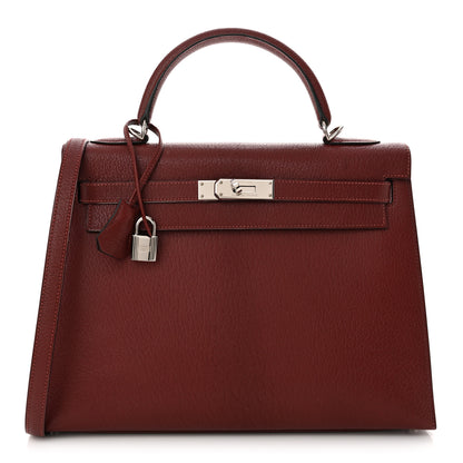 Hermes Chevre De Coromandel Kelly Sellier 32 Rouge H 1 of 12