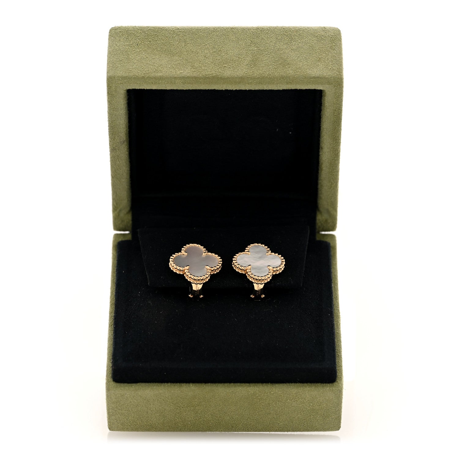 Van Cleef & Arpels 18K Yellow Gold Mother of Pearl Vintage Alhambra Earrings 5 of 5