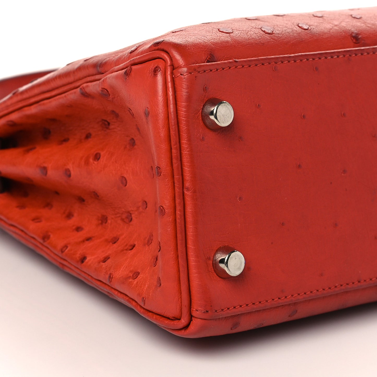 Ostrich Kelly Retourne 25 Rouge Vif