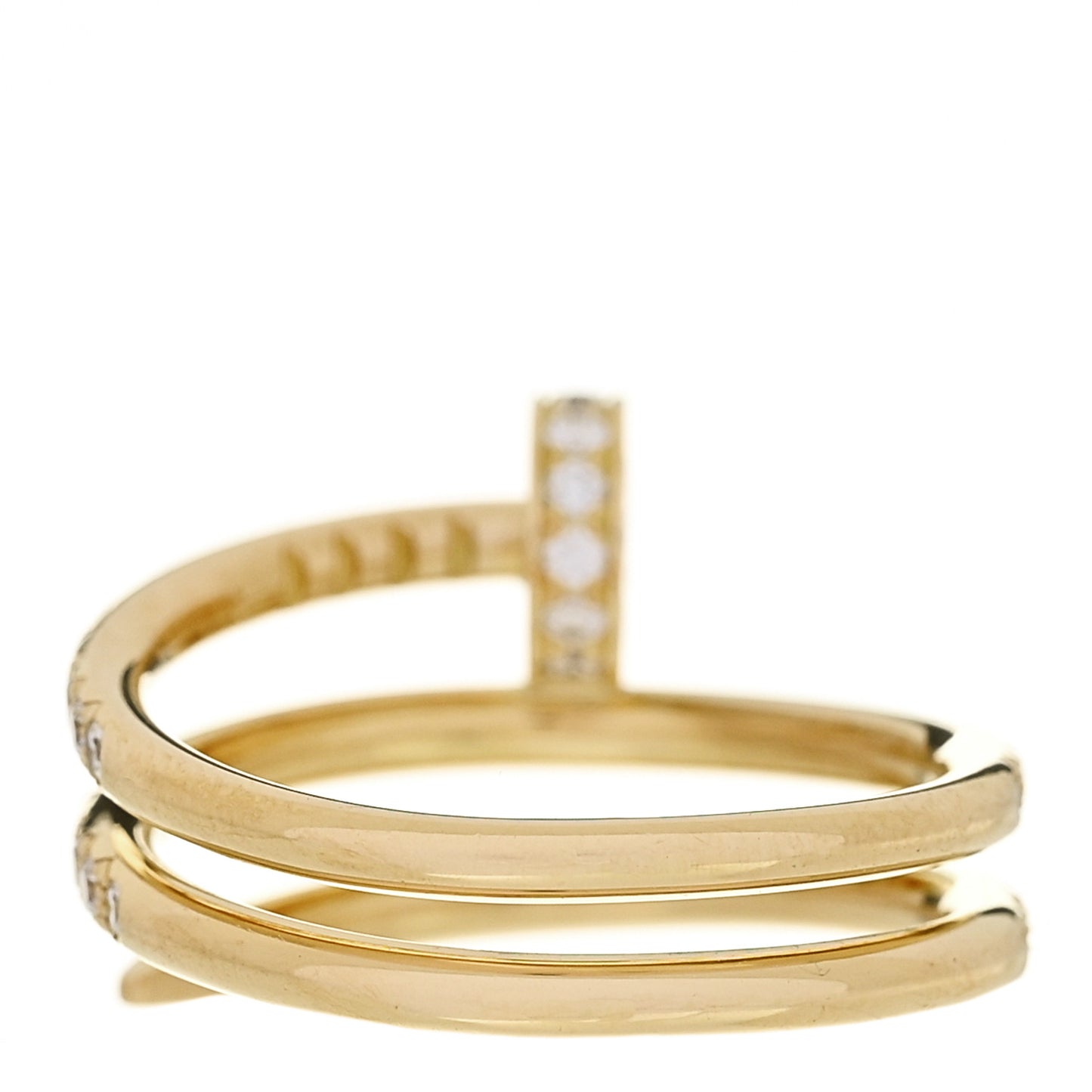 18K Yellow Gold Diamond Double Juste Un Clou Paved Ring 48 4.5