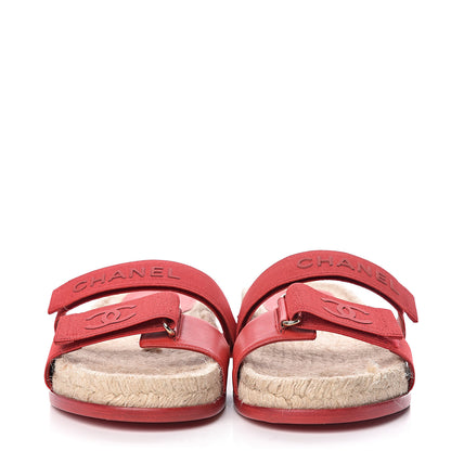 Chanel Lambskin Mules Elastic 41 Red 2 of 7