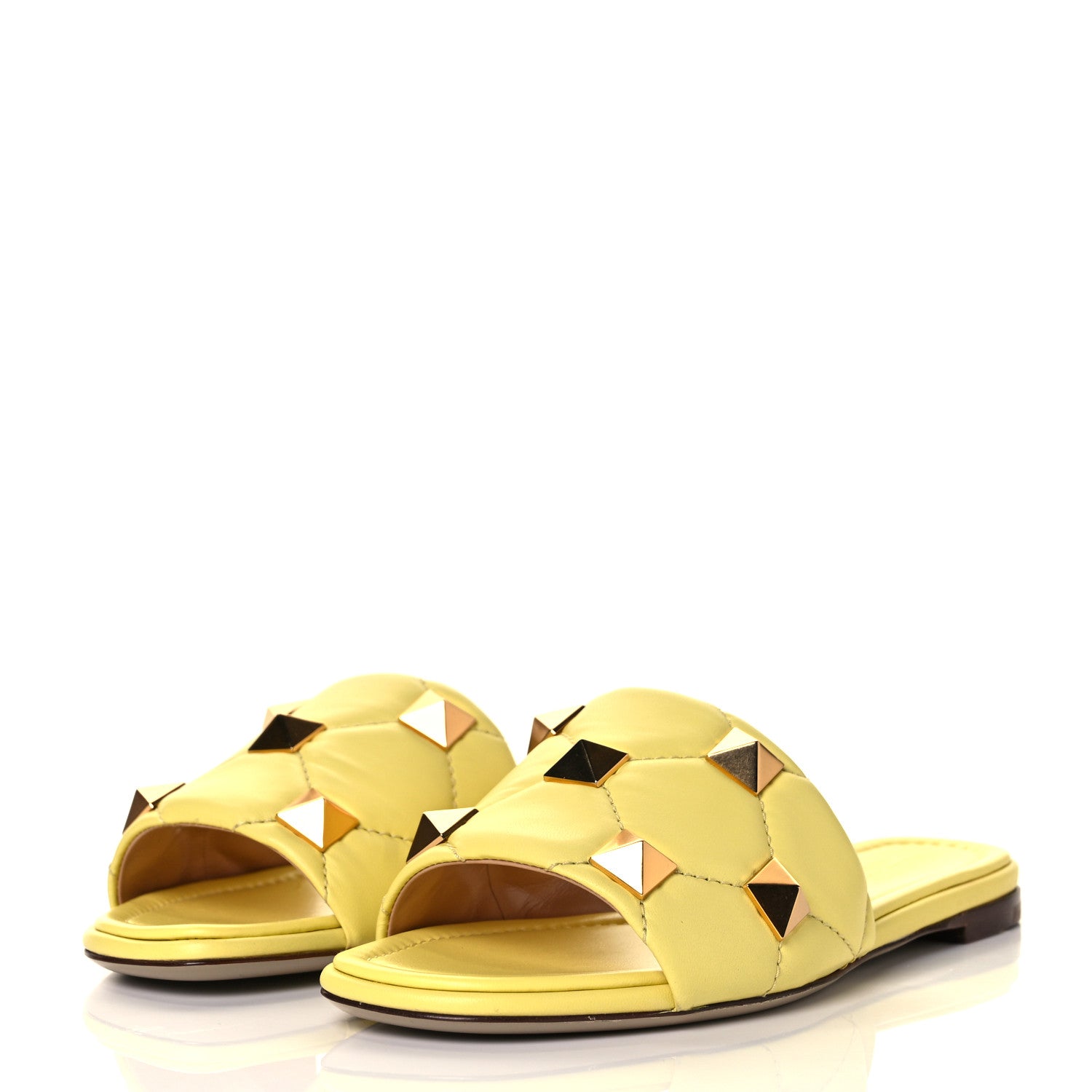 Valentino Garavani Nappa Roman Stud Flat Slide Sandals 36.5 Lime Sorbet 3 of 10