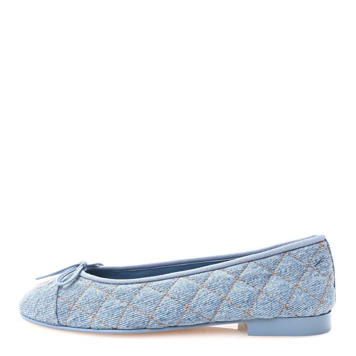 Chanel Denim Quilted CC Cap Toe Ballerina Flats 38.5 Light Blue 1 of 10