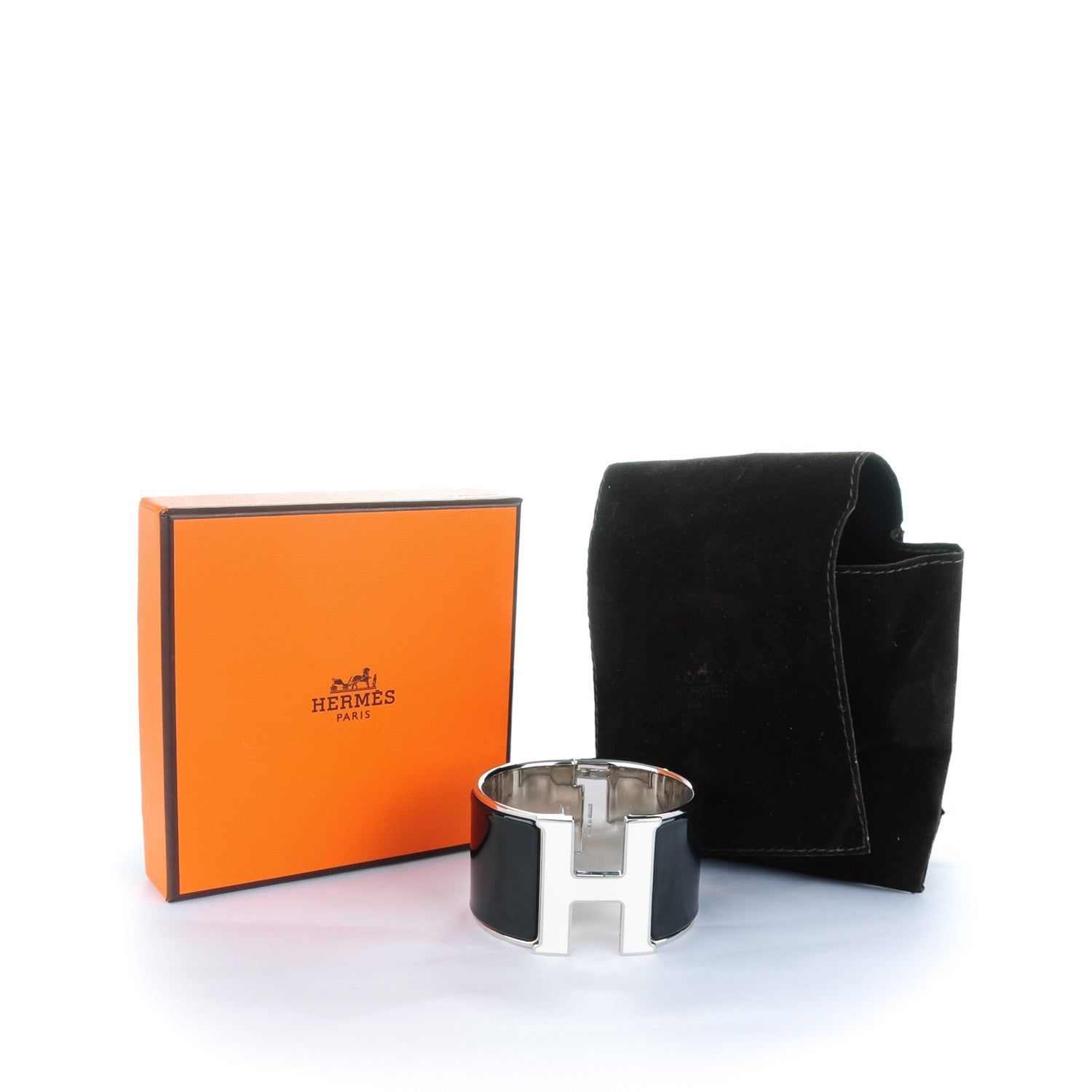 Hermes Extra Wide Clic Clac H Bracelet PM Noir Blanc 5 of 5