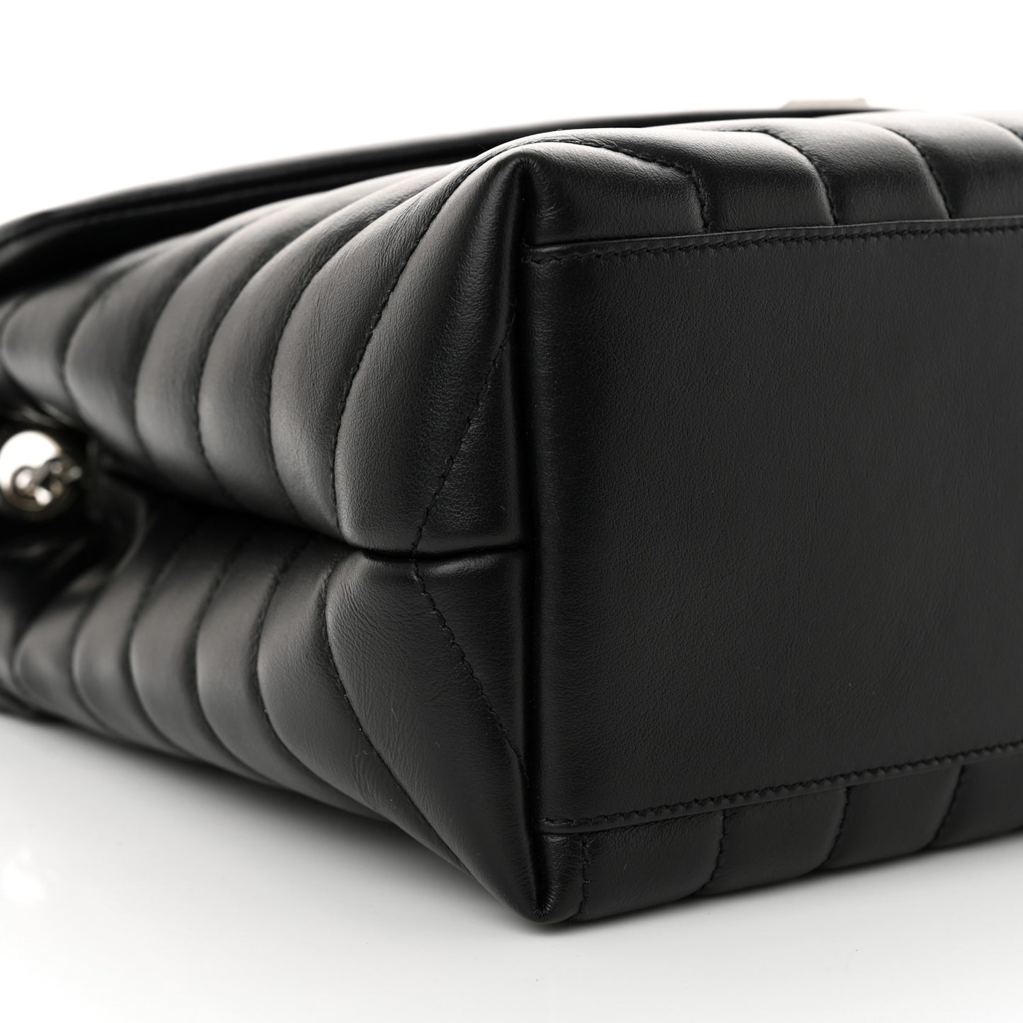 Calfskin Y Quilted Monogram Medium Loulou Chain Satchel Black