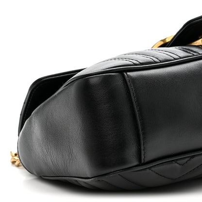 Gucci Calfskin Matelasse Small GG Marmont Shoulder Bag Black 9 of 12
