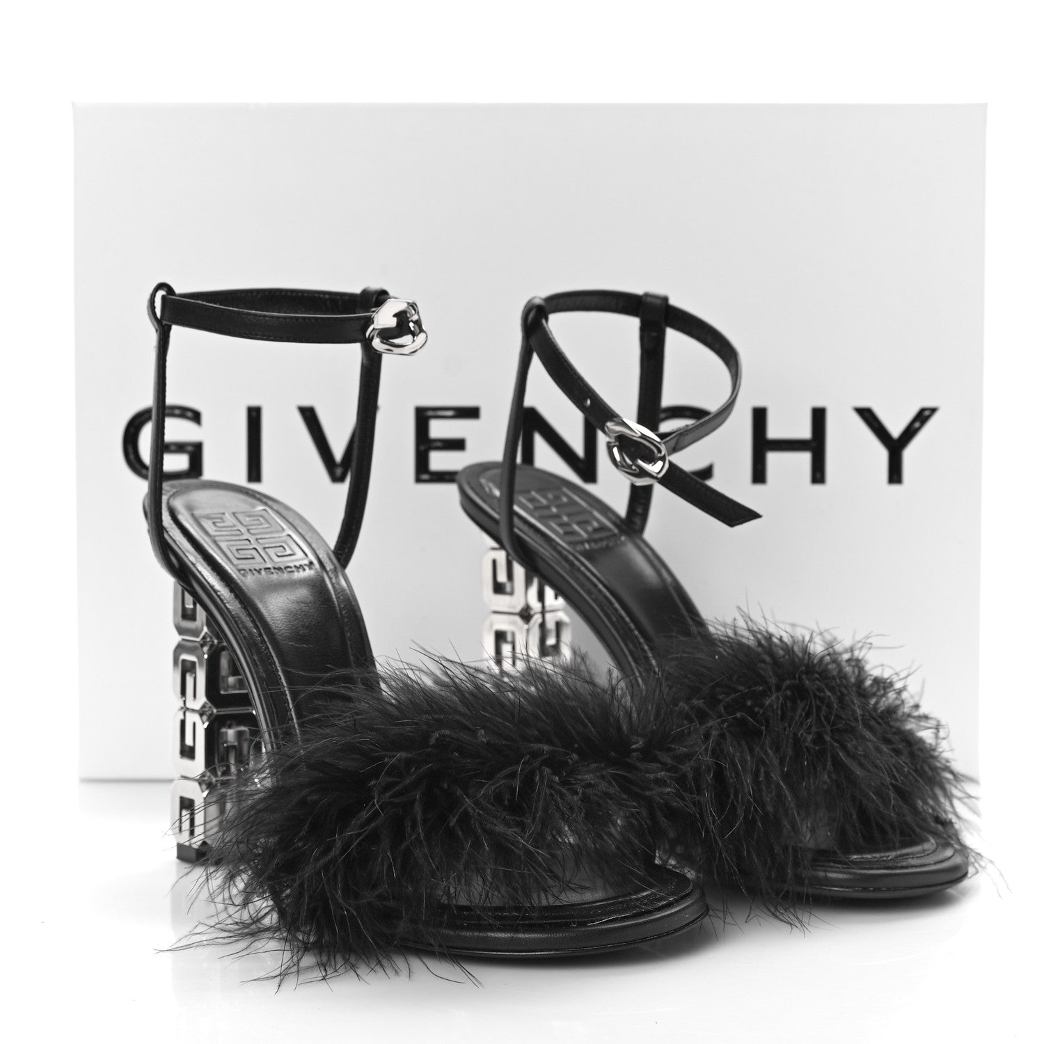 Givenchy Smooth Nappa Feather G Cube 105mm Sandals 41 Black 9 of 9