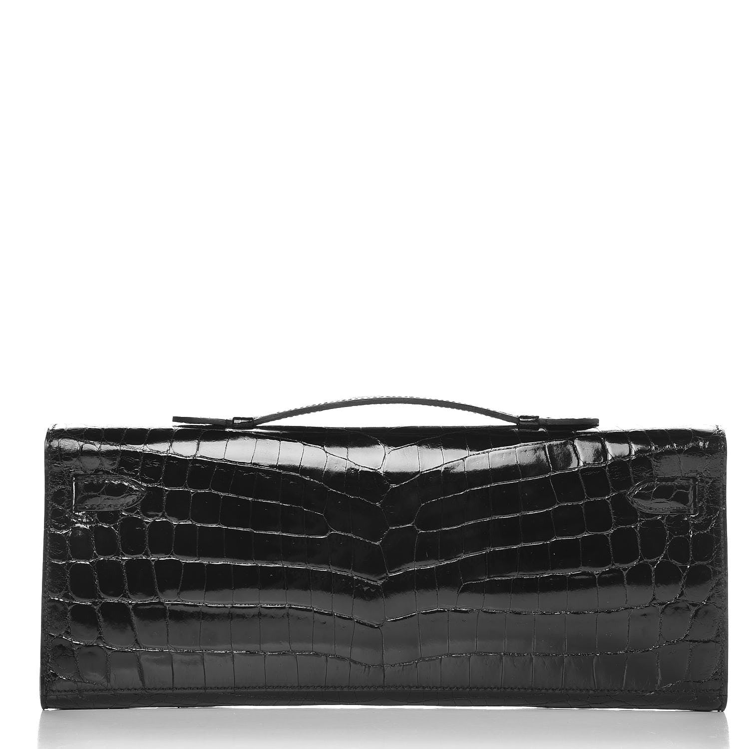 Hermes Shiny Niloticus Crocodile Kelly Cut Pochette Black 21 of 24