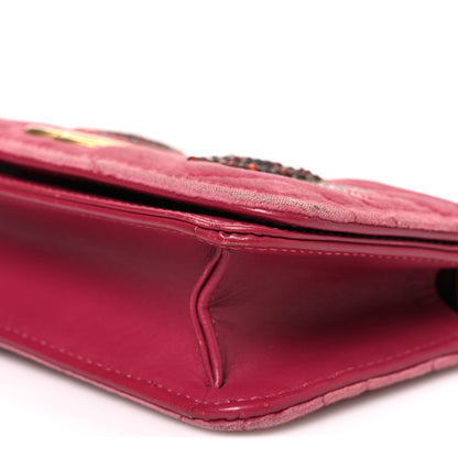 Gucci Velvet Matelasse Crystal Sequin Heart Embroidered GG Marmont Mini Bag Light Raspberry Rose 10 of 11