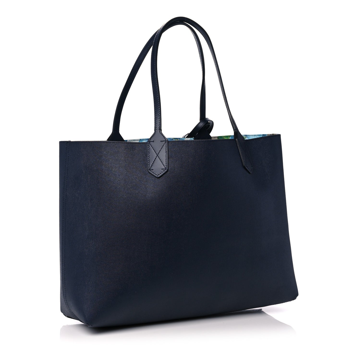 GG Supreme Monogram Blooms Medium Reversible Tote Beige Blue Navy