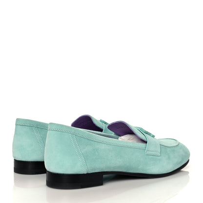 Hermes Suede Goatskin Paris Loafers 37.5 Vert d'eau 4 of 11