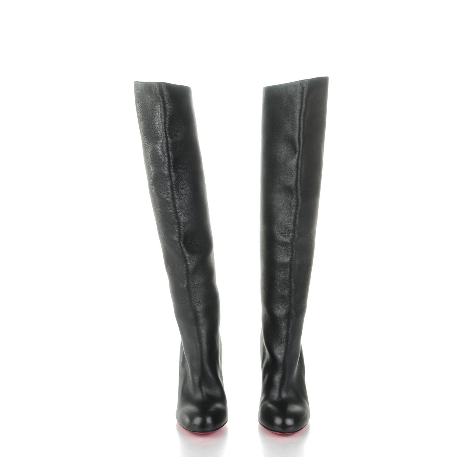 Christian Louboutin Calfskin Zepita 100 Knee High Wedge Boots 41 Black 2 of 10
