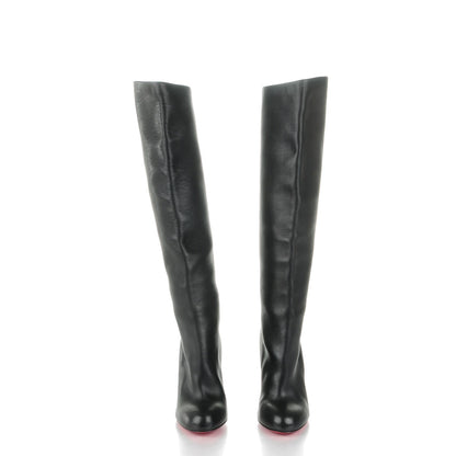 Christian Louboutin Calfskin Zepita 100 Knee High Wedge Boots 41 Black 2 of 10