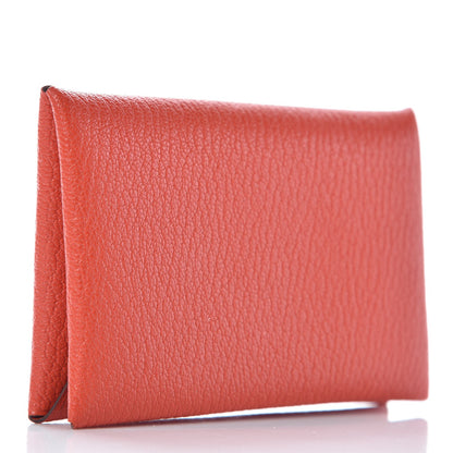 Hermes Chevre Mysore Calvi Card Case Capucine 3 of 7