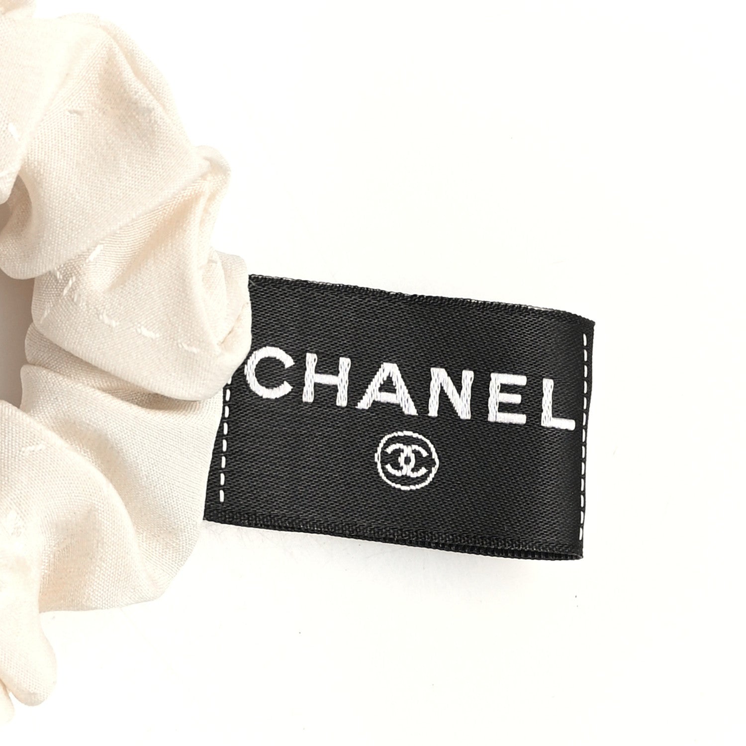 Chanel Silk CC Bow Hair Tie Ecru Black 3 of 4