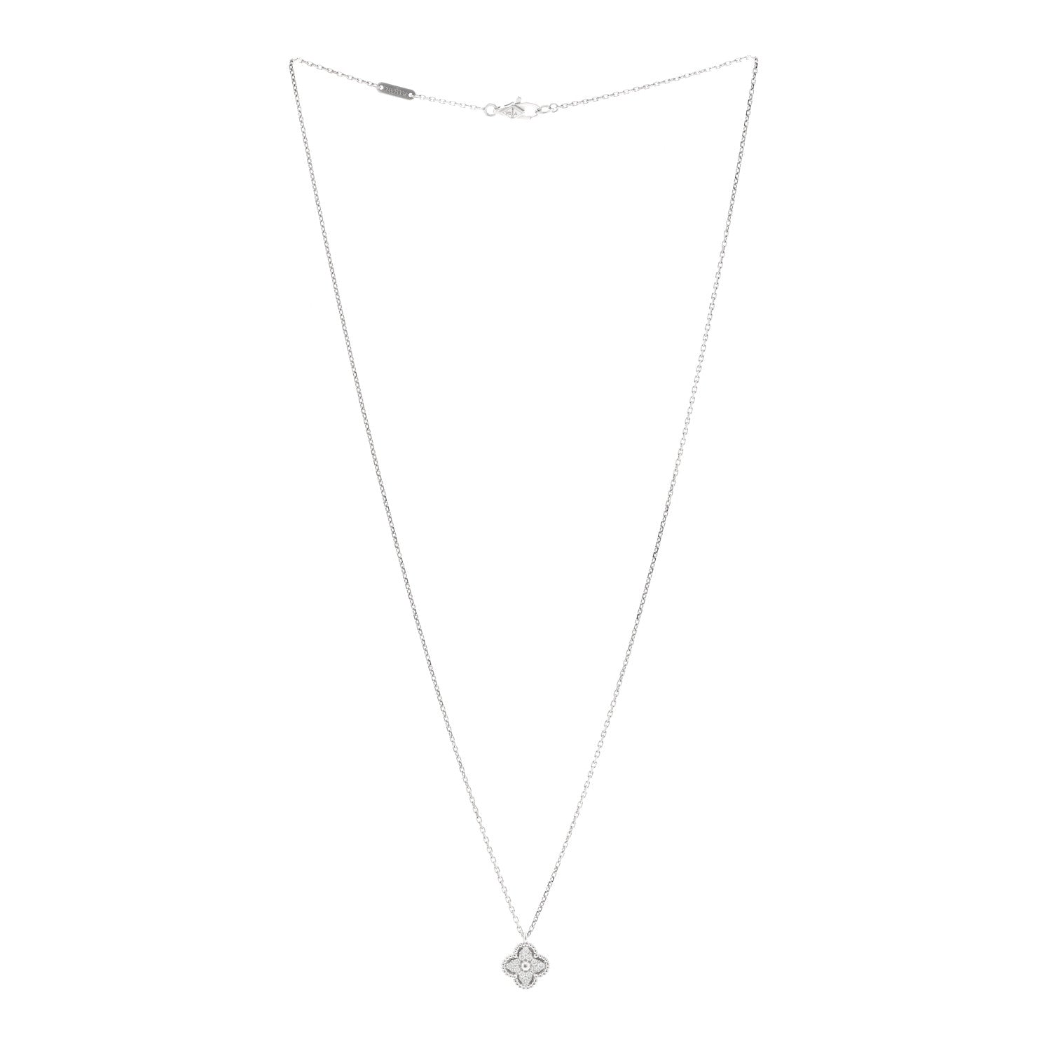 Van Cleef & Arpels 18K White Gold Diamond Sweet Alhambra Pendant Necklace 3 of 6