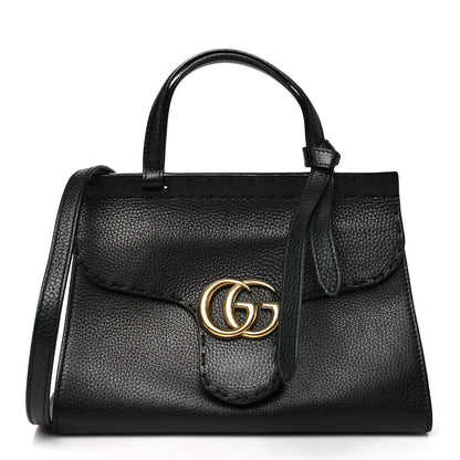 Gucci Calfskin Mini GG Marmont Top Handle Bag Black 1 of 10