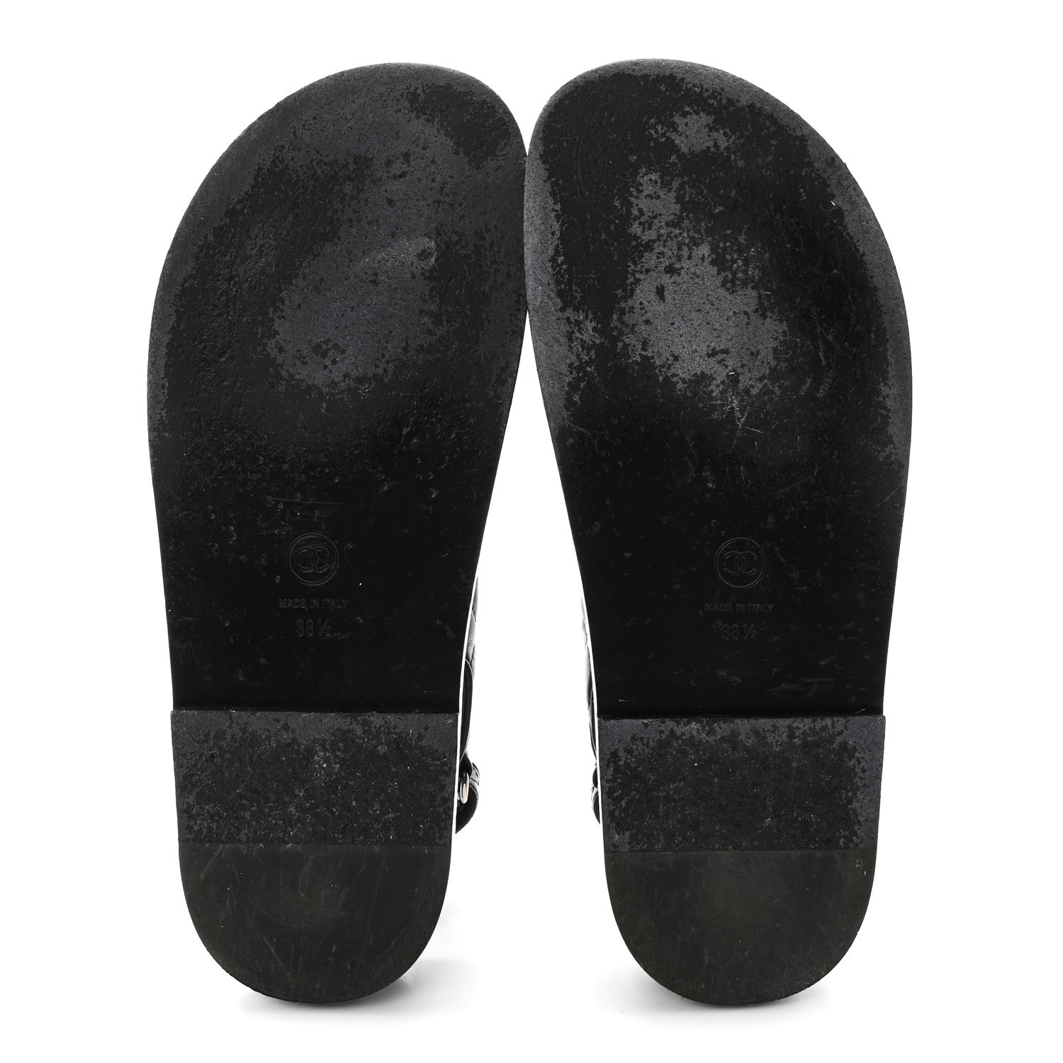 Chanel Lambskin Velcro Dad Sandals 38.5 Black 6 of 10