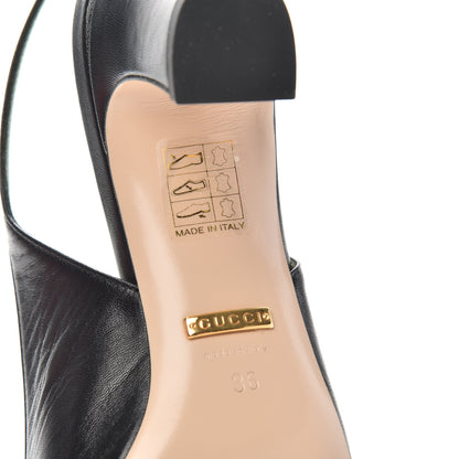 Gucci Malaga Kid Half Moon GG Square Toe Slingback Pumps 36 Black Vintage White 9 of 11