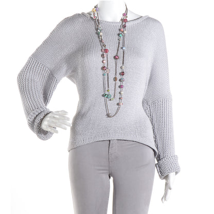 Chanel Beaded CC Long Strand Necklace Silver Multicolor 2 of 5