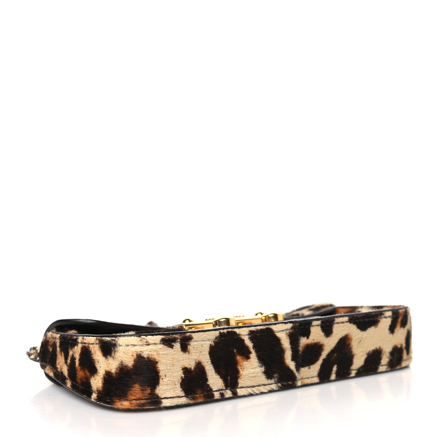 Miu Miu Pony Hair Leopard Print Wristlet Clutch Black 4 of 12