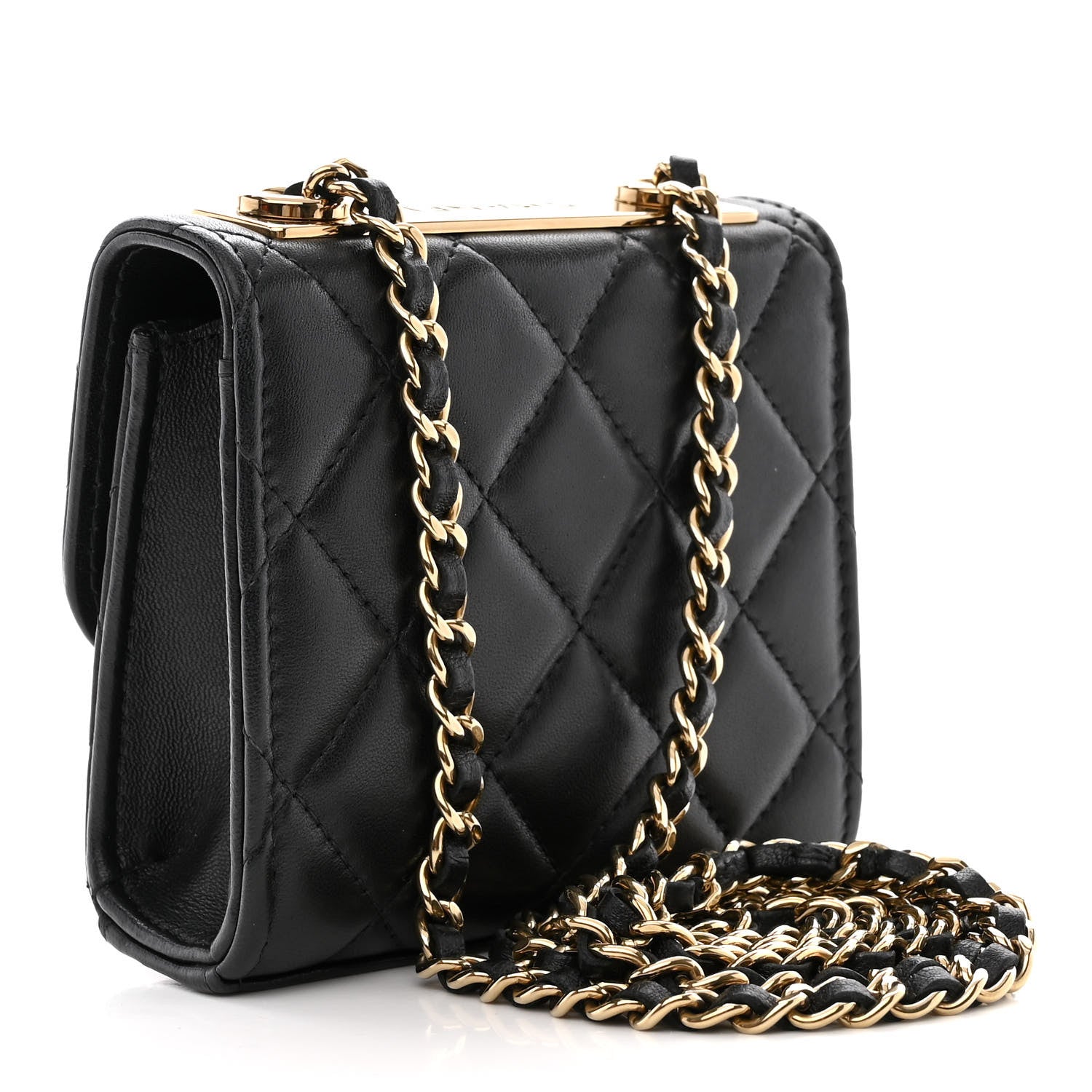 Chanel Lambskin Quilted Mini Trendy CC Chain Wallet Black 3 of 11
