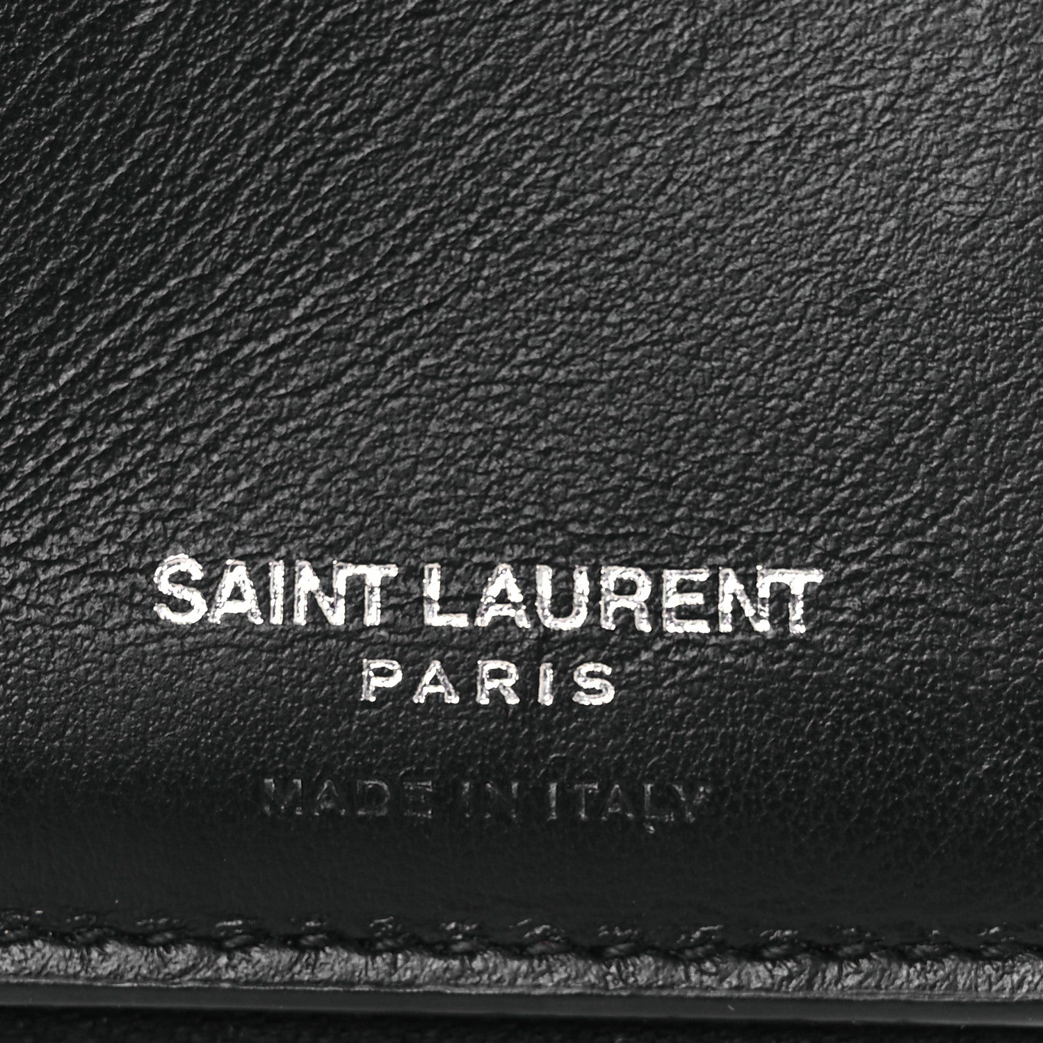 Saint Laurent Calfskin Crocodile Embossed Monogram Compact Wallet Black 6 of 9