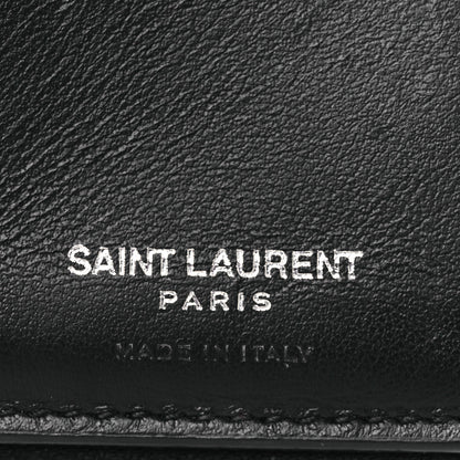 Saint Laurent Calfskin Crocodile Embossed Monogram Compact Wallet Black 6 of 9