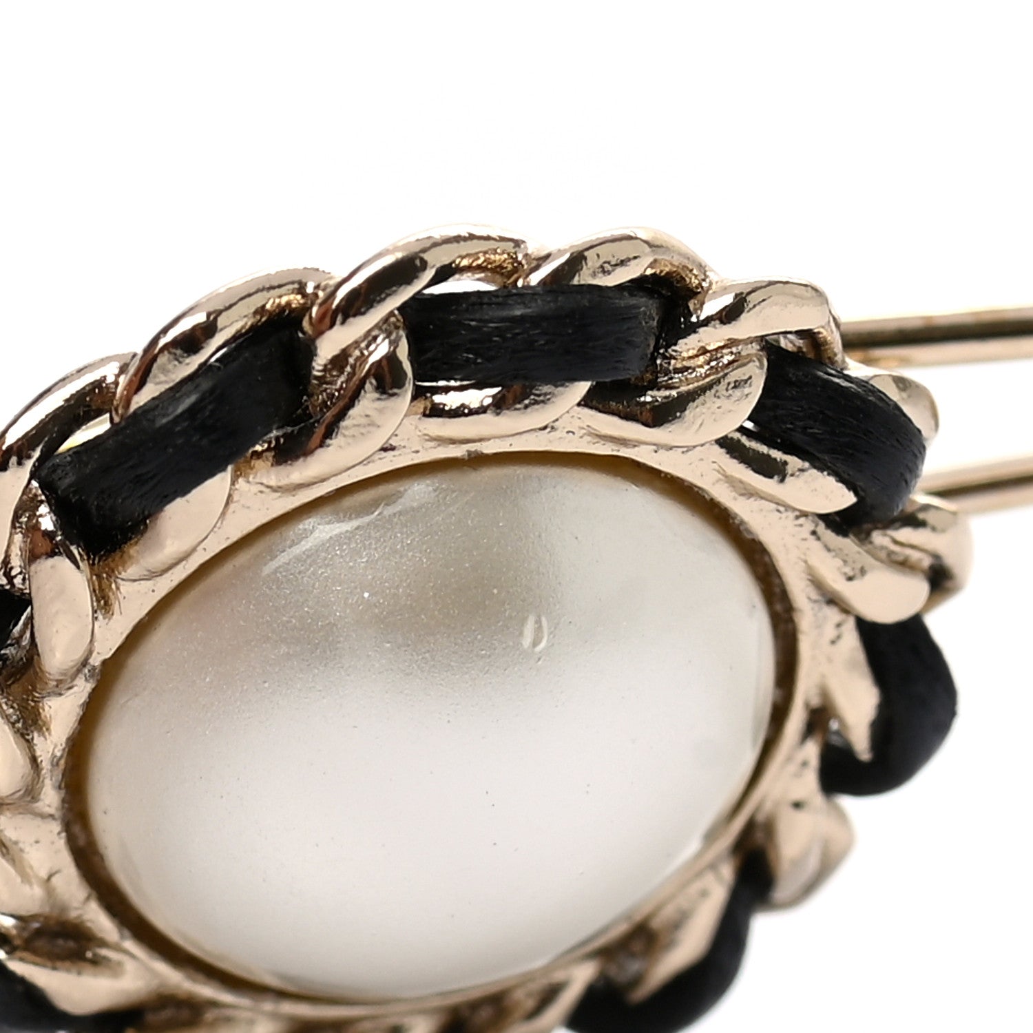 Chanel Lambskin Pearl CC Hair Clip Gold 4 of 5
