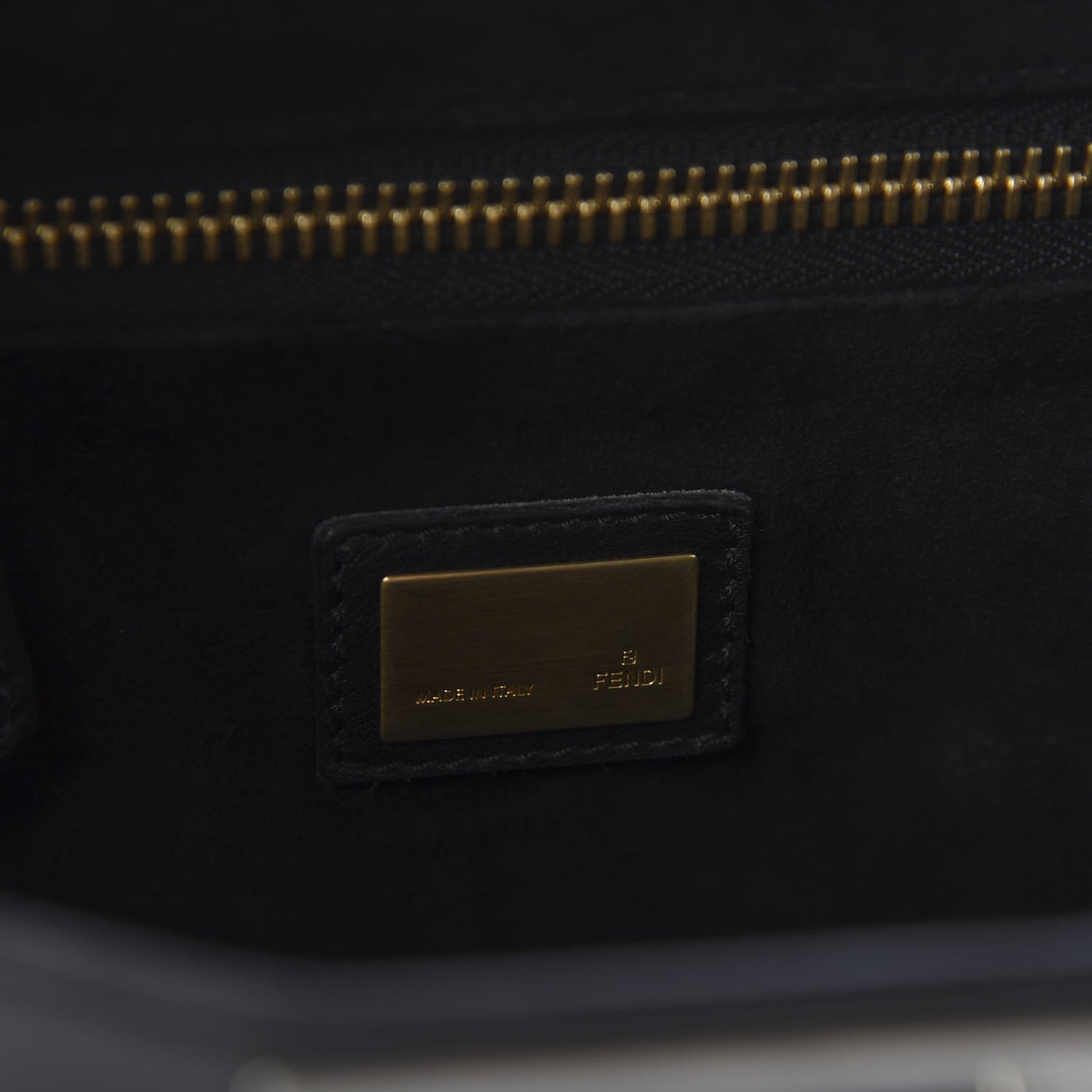 Vitello Suede Medium Peekaboo Iconic Satchel Black