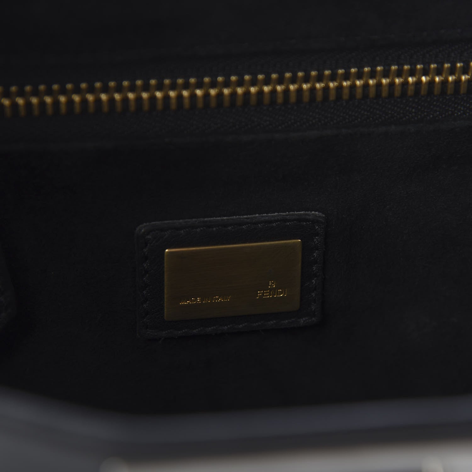 Fendi Vitello Suede Medium Peekaboo Iconic Satchel Black 9 of 11