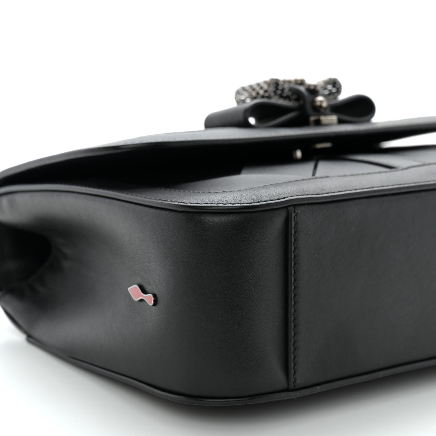 Calfskin Woven Small Sweet Charity NV Shoulder Bag Black