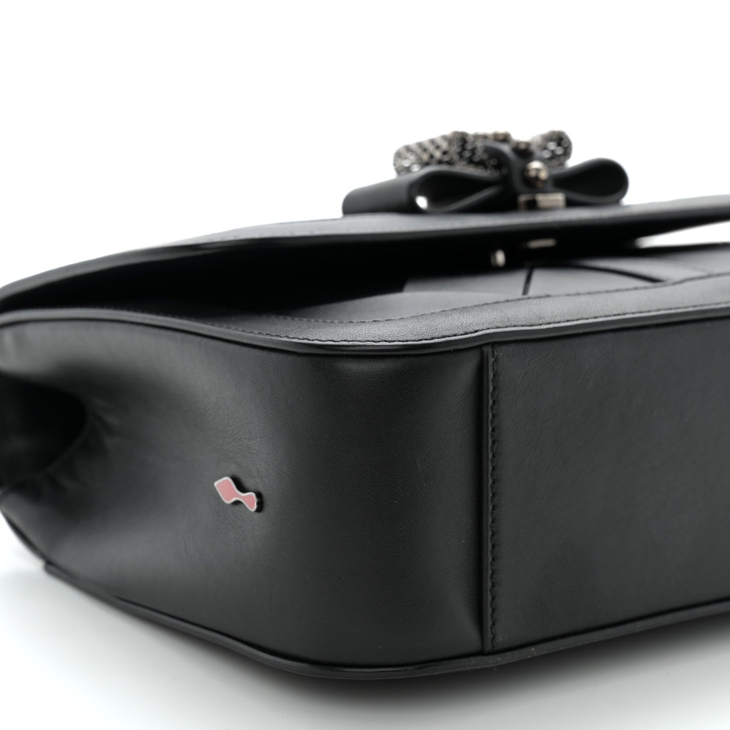 Christian Louboutin Calfskin Woven Small Sweet Charity NV Shoulder Bag Black 8 of 12