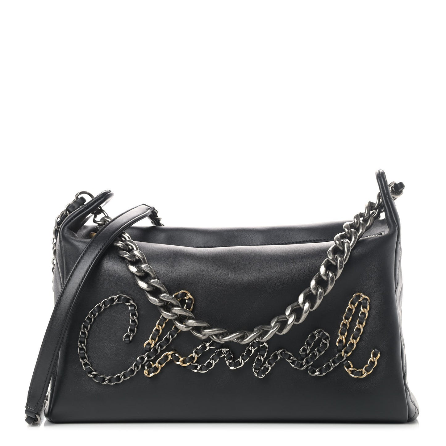 Calfskin Chain 20s Signature Hobo Black