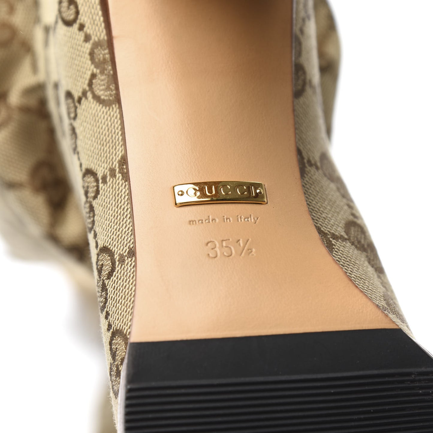 Monogram Over The Knee Boots 35.5 Beige Ebony