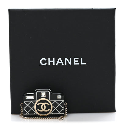 Chanel Resin Camera CC Brooch Gold Black 4 of 4