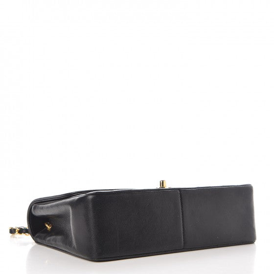 Lambskin Quilted Medium Single Flap Black