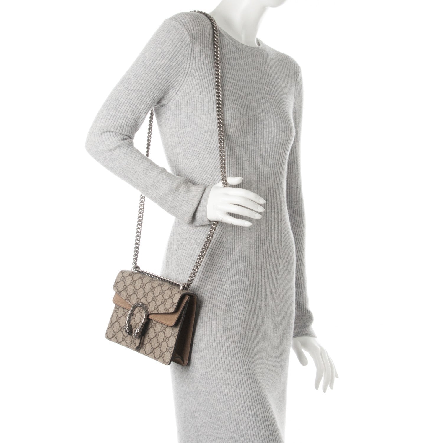 Gucci GG Supreme Monogram Mini Dionysus Shoulder Bag Taupe 2 of 8