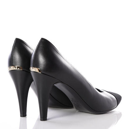 Chanel Iridescent Calfskin Grosgrain Cap Toe Pumps 41 Black 4 of 11