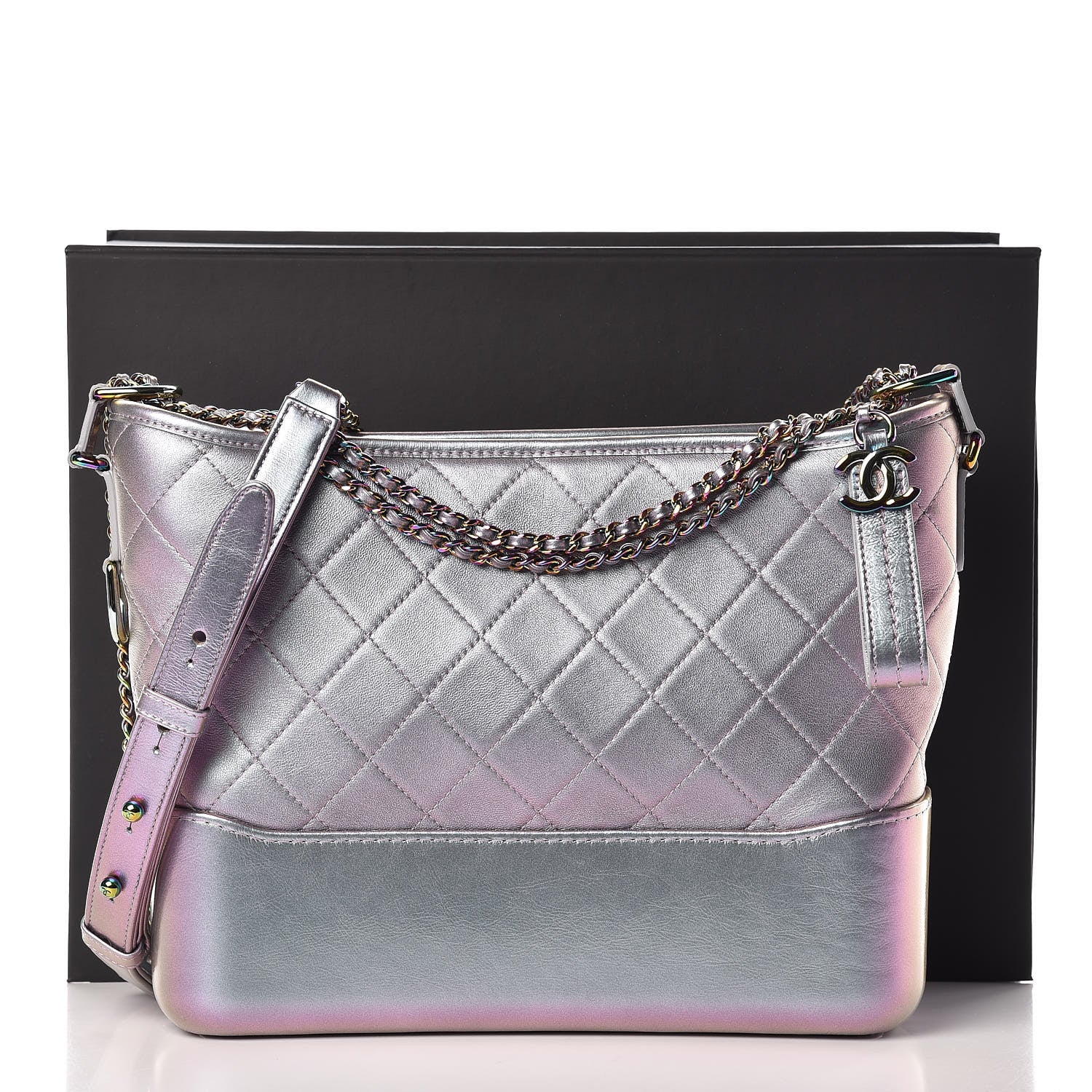 Chanel Iridescent Lambskin Calfskin Quilted Medium Gabrielle Hobo Light Purple 9 of 9