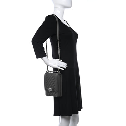 Chanel Caviar Quilted North South Boy Flap Grey 2 of 9