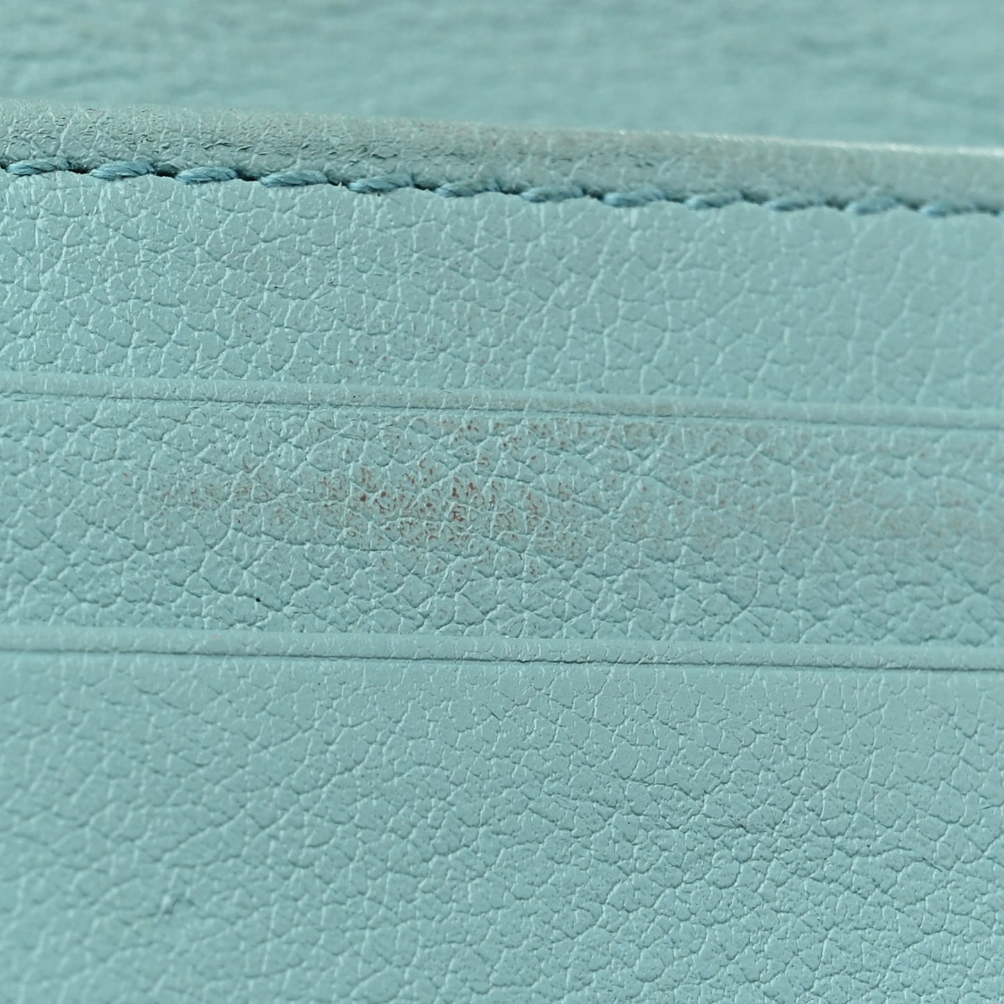 Wonka Grain Calfskin GG Monogram Embossed Card Case Wallet Dusty Azure
