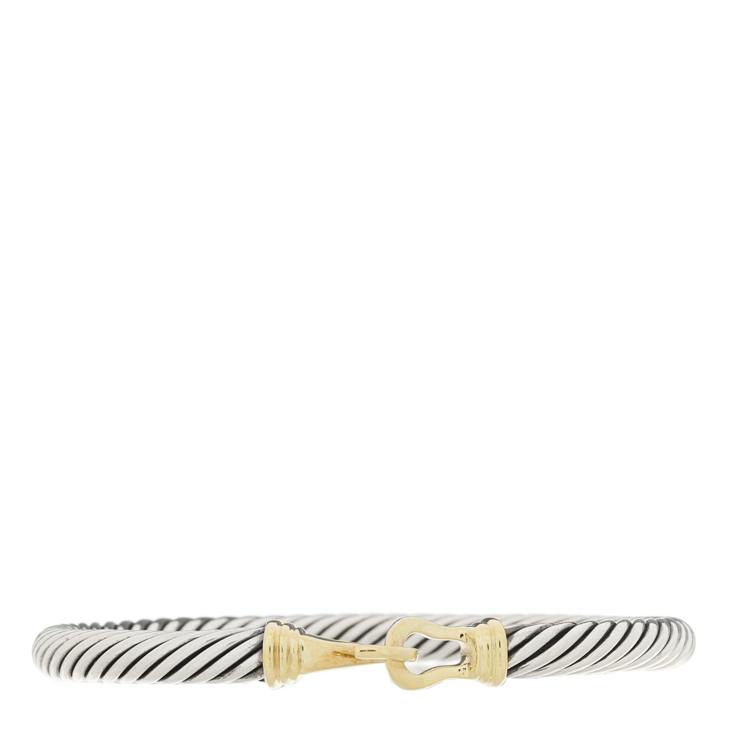 David Yurman Sterling Silver 14K Yellow Gold 5mm Cable Buckle Bracelet 1 of 3