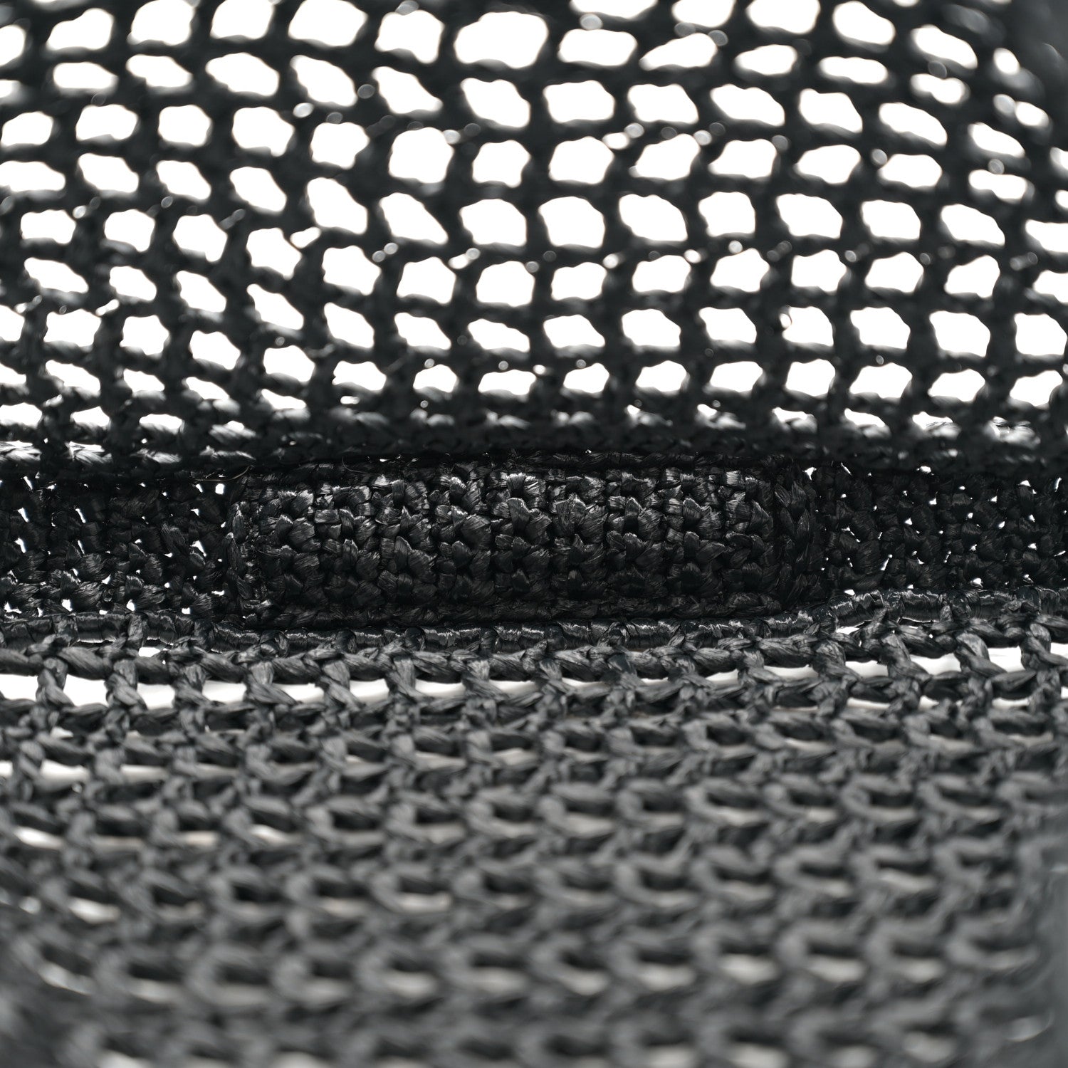 Prada Yarn Raffia Effect Crochet Logo Embroidered Tote Bag Black 5 of 10