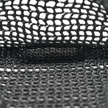 Prada Yarn Raffia Effect Crochet Logo Embroidered Tote Bag Black 5 of 10
