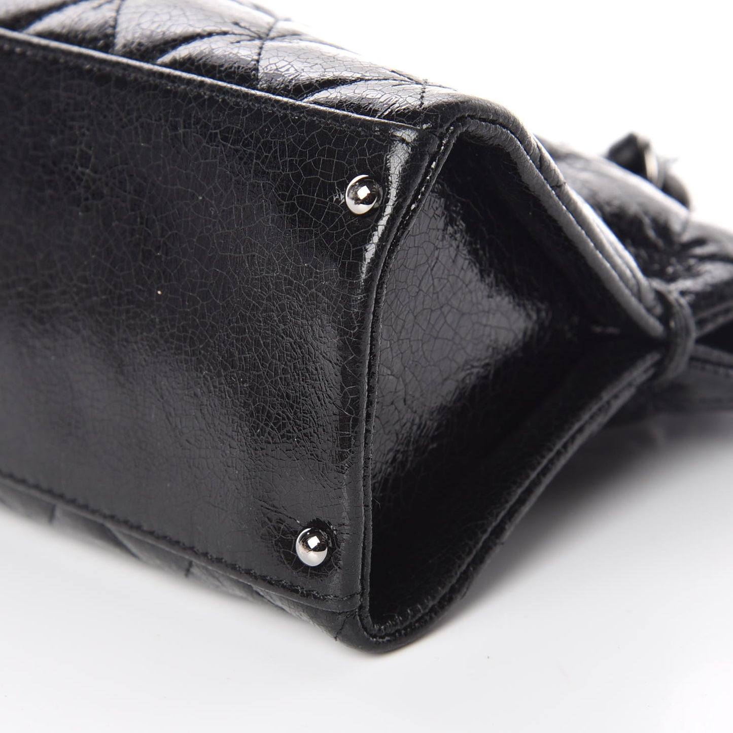 Glazed Crackled Calfskin Small Reissue Tote Black