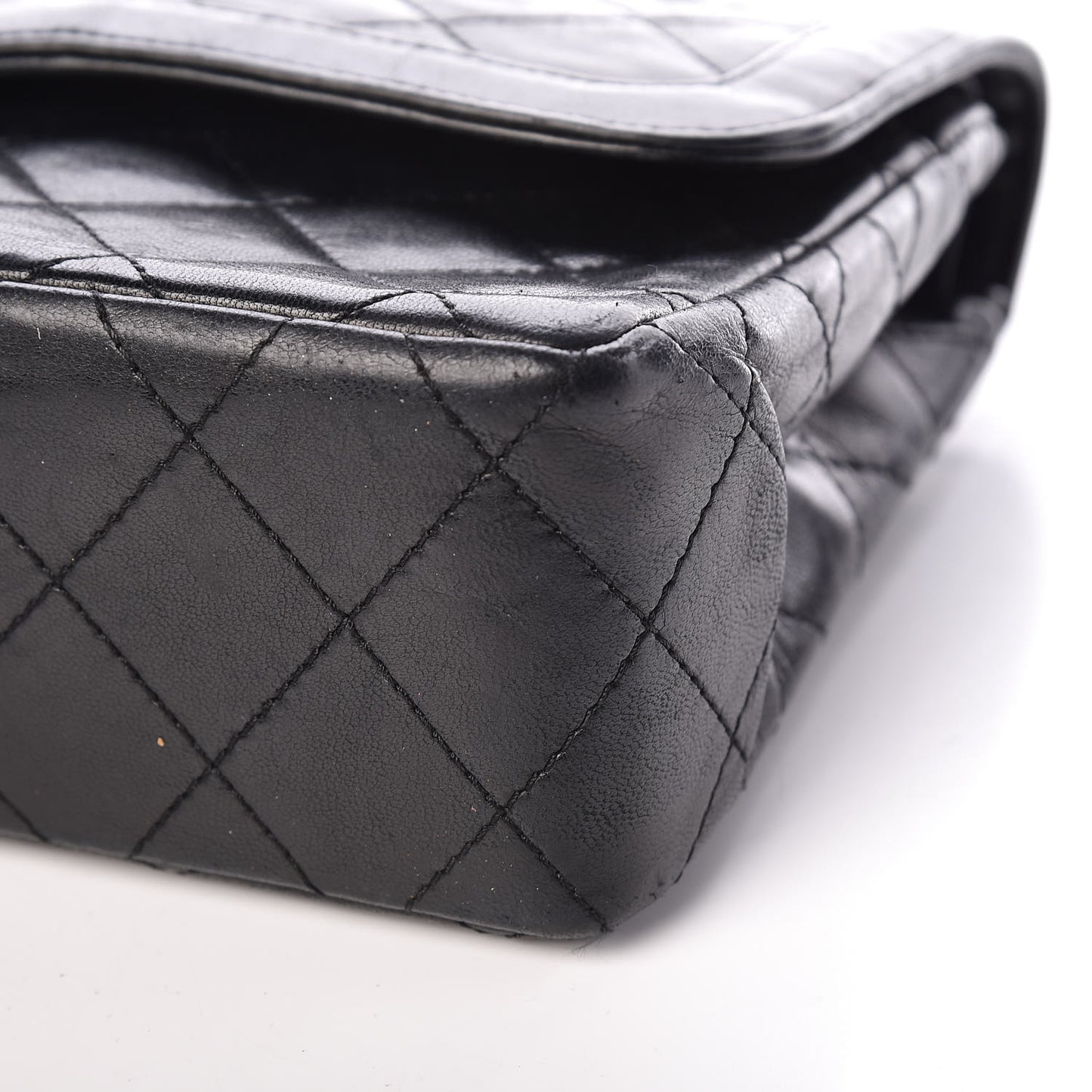 Lambskin Quilted Medium Double Flap Black