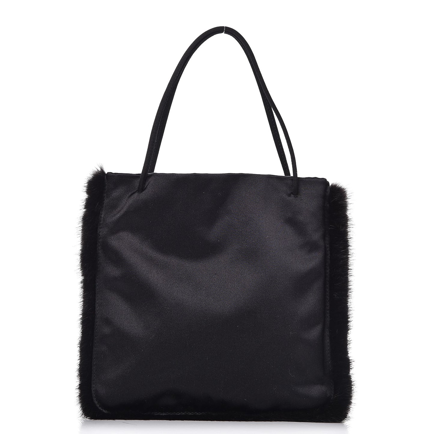 Satin Mink Fur Shoulder Bag Black