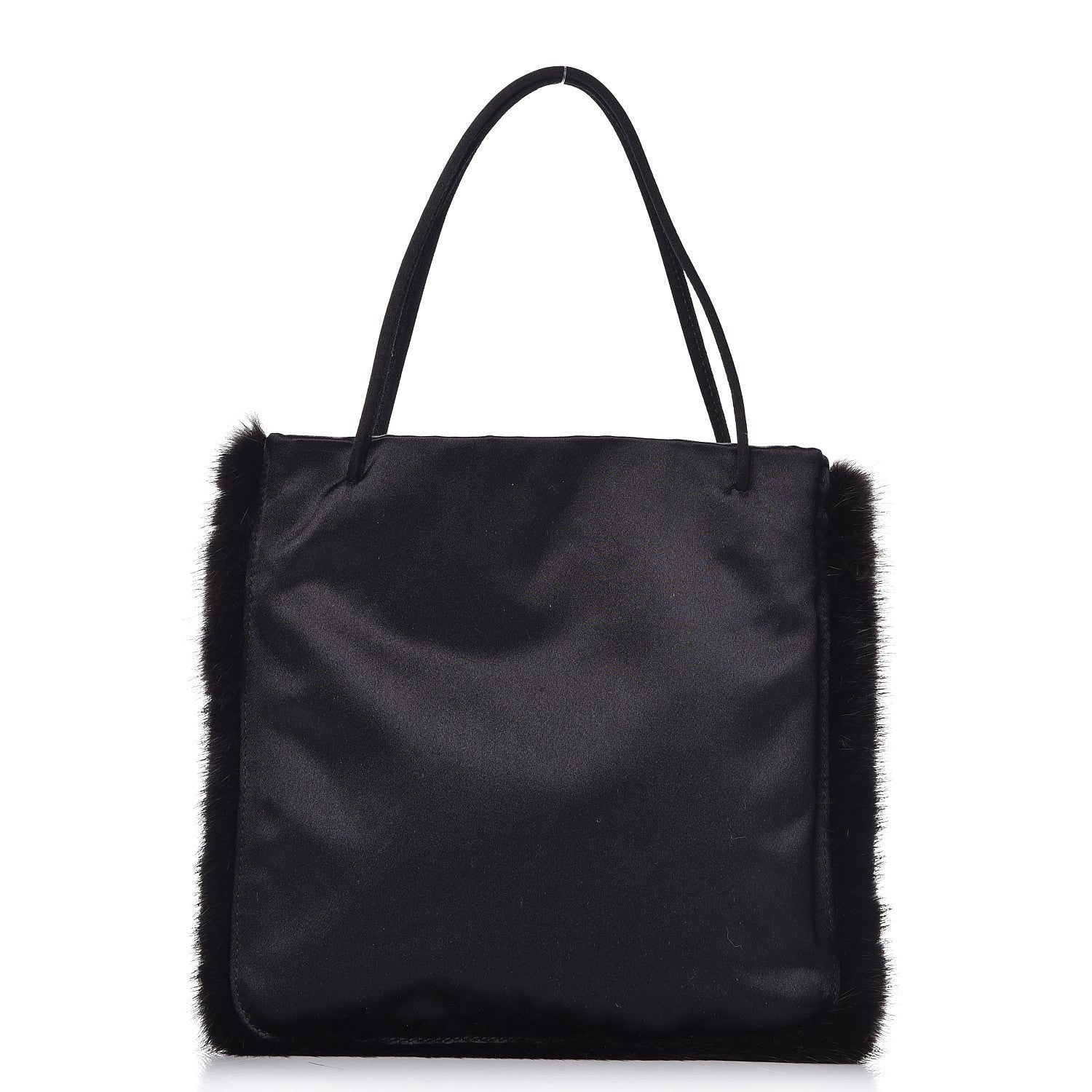 Prada Satin Mink Fur Shoulder Bag Black 1 of 11