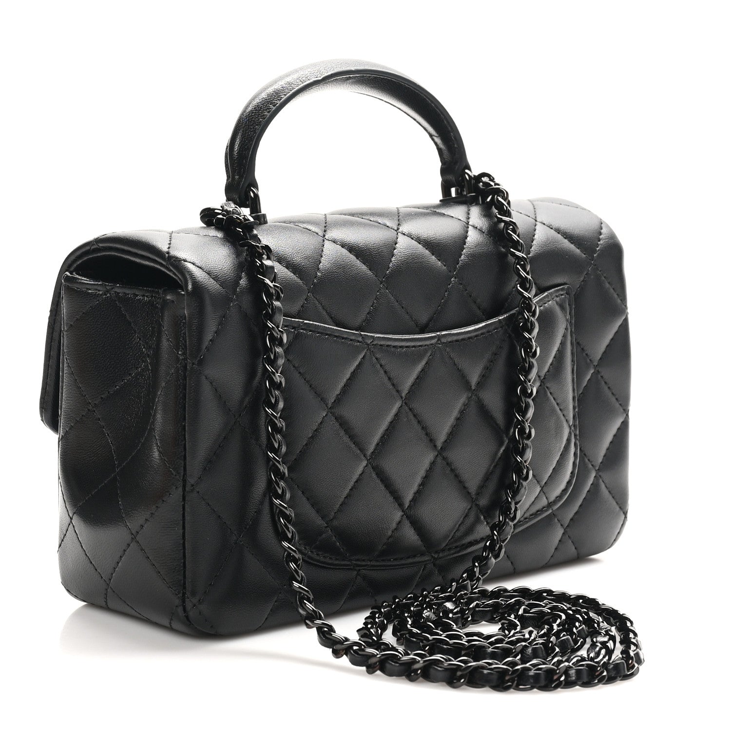 Chanel Lambskin Quilted Mini Top Handle Rectangular Flap So Black 3 of 11